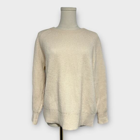 J.Crew Ribbed Cashmere Oversized Crewneck Sweater Ivory Size XS - Picture 2 of 8